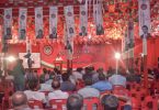 Jumhoory Party's flags and logo pictured at a party rally. PHOTO/MIHAARU