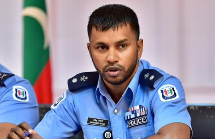 Chief Superintendent of Police Mohamed Riyaz speaking at a press conference --
