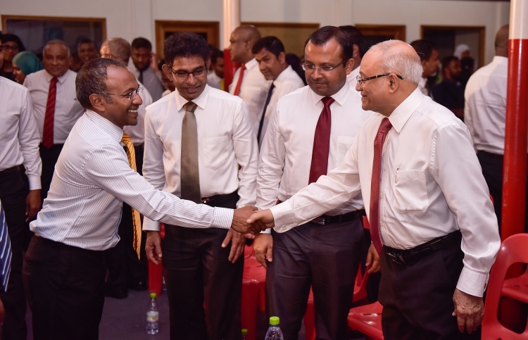 Former President Maumoon with top opposition leaders PHOTO:Hussain Waheed/Mihaaru
