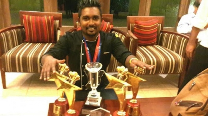 With his trophies