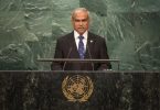 Foreign Minister Dr Mohamed Asim gives his address during a UN General Assembly.