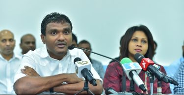 Thinadhoo South MP Abdulla Ahmed speaks at press conference. FILE PHOTO/MIHAARU