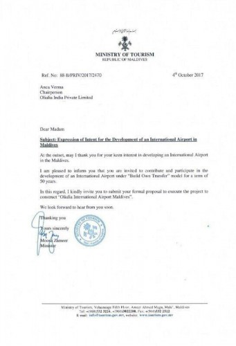 tourism ministry letter