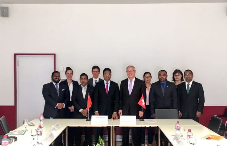 PPM's parliamentary group pose for picture with Swiss Ambassador to Asia Pacific Region after a meeting on the political landscape of the Maldives.