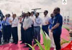 President Yameen, with government officials at the inauguration of the new domestic airport, 'Dhaalu Airport', in Kudahuvadhoo, Dhaalu atoll