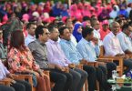 President Yameen with his cabinet at PPM rally in Kulhudhuffushi