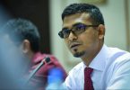 Finance minister Ahmed Munawar speaks at the parliamentary budget review committee. PHOTO: NISHAN ALI/MIHAARU
