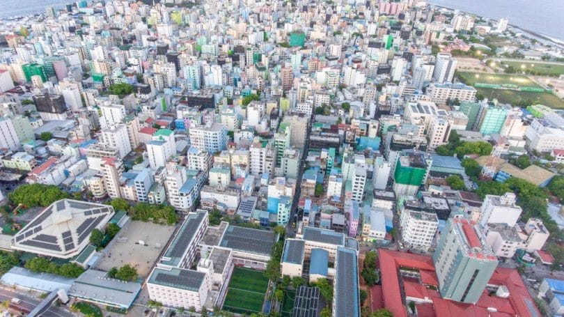 Aerial view of the over crowded Malé