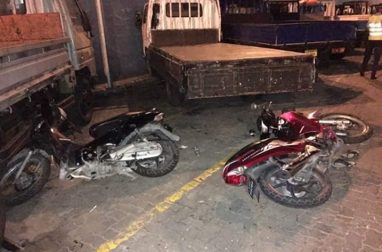 An accident that occurred near Maldives Port Limited (MPL) where two motorbikes clashed --