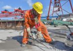 CCCC employee pictured at work on the China-Maldives Friendship Bridge.