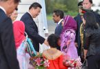 Chinese president Xi Jinping greets Maldives president Abdulla Yameen during the former's visit to the Maldives in 2014.