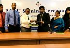 Sri Lanka's Spectrum College and Embassy of Maldives sign and exchange agreements for Spectrum to provide special discounts to Maldivian students that enroll at the college via MECC. PHOTO/EMBASSY OF MALDIVES