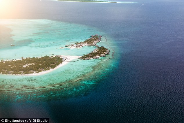 Roughly 1,200 small islands dotted around the Indian Ocean which make up the nation of the Maldives, pictured 