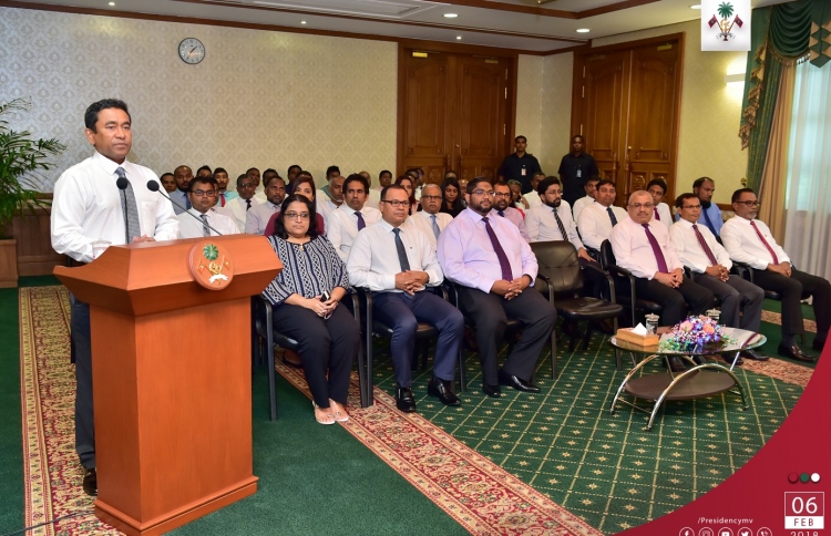 President Yameen addressing the nation on the State of Emergency