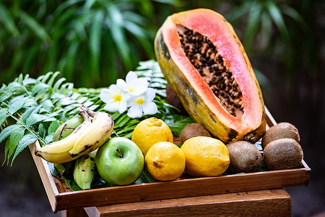 The ‘Edible Spa Menu’ includes turmeric, avocados, honey, brown sugar, banana and kiwi