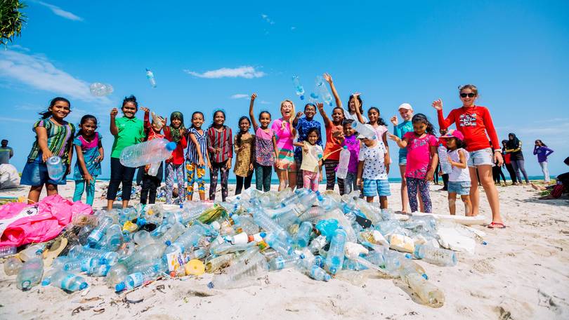 Cleaning up plastic in the Maldives