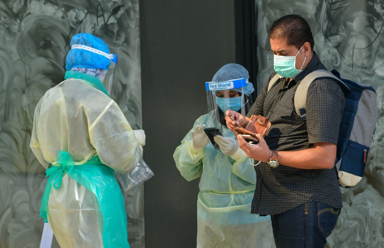Health professionals collecting random samples on the roads of capital Male', following the easing of lockdown measures for the 'new normal'. Maldives is amongst one of the Commonwealth countries fighting against COVID-19. 