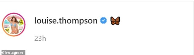 Changed: Louise deleted her original caption and replaced it with a butterfly emoji